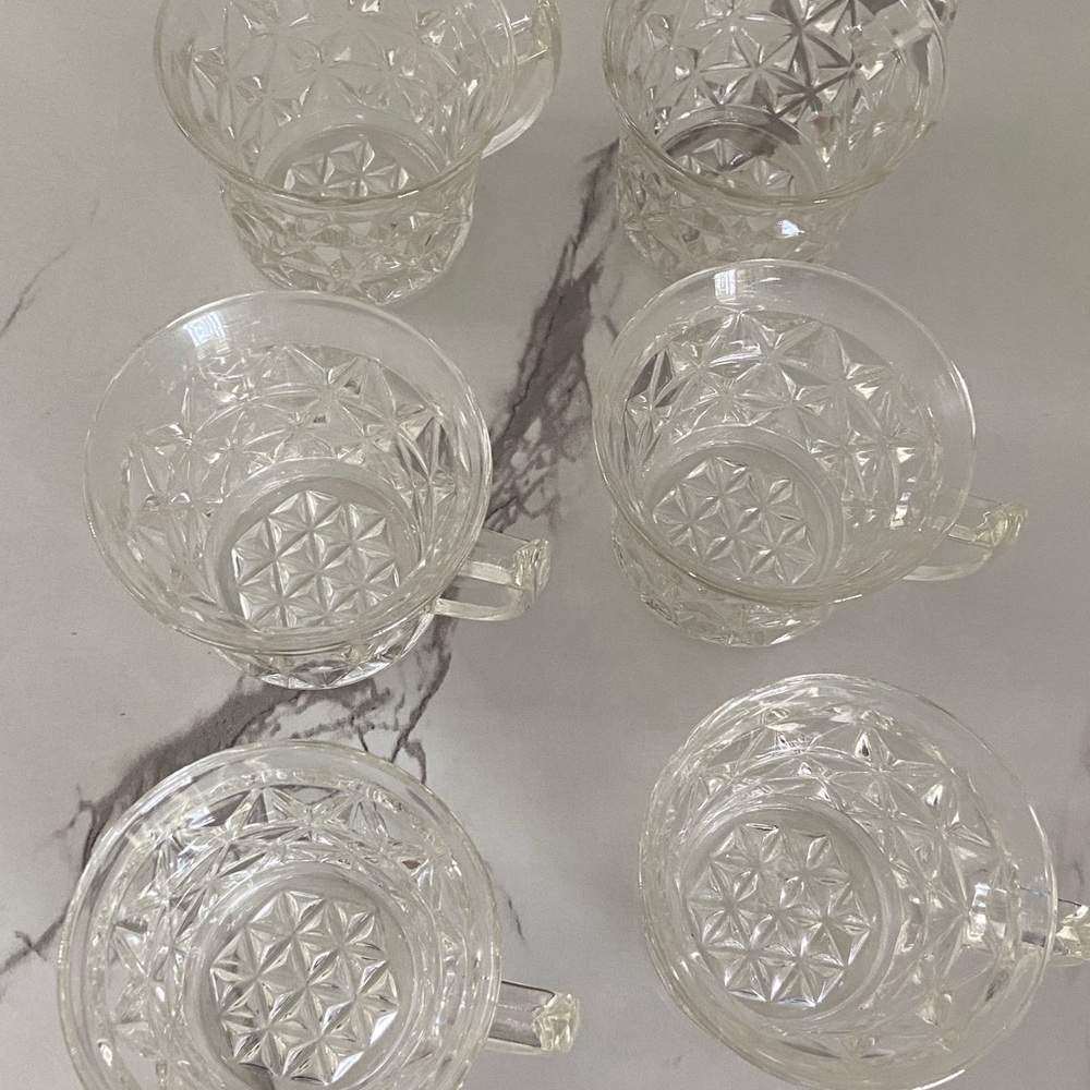 6 Imperial Glass diamond pattern detail punch cups